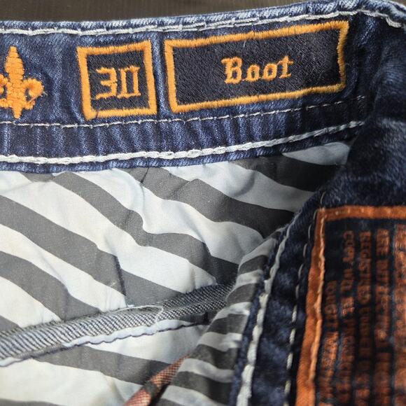 Rock Revival Denim Boot Cut Jeans Leyah 30X33 Tall Distressed Thick Stitch - Picture 11 of 16